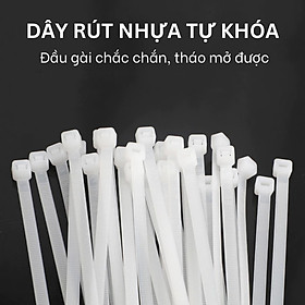 Mua Bịch 100 sợi Dây rút nhựa nylon màu trắng loại tốt size dài 25cm rộng 3.3mm dẻo dai bền chắc dùng rút cột vật dụng - miếng lót chuột