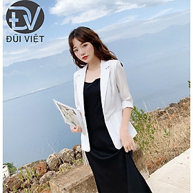 Áo khoác blazer, áo vest nữ kiểu Hàn Quốc tay lỡ túi hộp, thời trang phong cách trẻ Đũi Việt