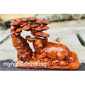 Mua Tượng con trâu là  đầu cơ nghiệp bằng  gỗ hương đá  kt 40x20x14cm