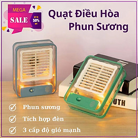 Quạt Mini Phun Sương, Quạt Điều Hòa Cầm Tay, Để Bàn - Dung Tích Chứa Nước 300ML, 3 Tốc Độ Gió Mạnh