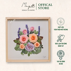Tranh hoa giấy handmade trang trí cao cấp SNAPSHOT Giverny 40x40 cm - Maypaperflower Hoa giấy nghệ thuật