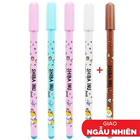 Vỉ 4 Bút Gel Xóa Được Shiba Inu 0.5 mm - Stacom VGP106E-C - Mực Xanh (Tặng Kèm 1 Bút GP106E-A)