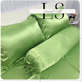 Bộ Ga Gối Phi Lụa Lavish Silk Cao Cấp Mát Lạnh Hàng Loại 1 - Xanh Mạ Non