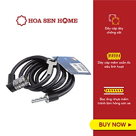 Mua Khóa dây cáp mềm 1150 màu đen ABU: 7mmx1200mm  dây thép bọc nhựa  mở khóa 3 số  trọng lượng 0 3kg - Hoa Sen Home - Hàng chính hãng