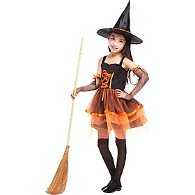 Bộ váy phù thủy màu cam ngắn hóa trang Halloween G-0195B