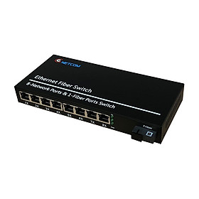 Bộ chuyển đổi quang điện  POE 8xJ45 10/100M kèm cổng  SC 1 sợi GNETCOM GNC-6108FE-25B - Hàng Chính hãng