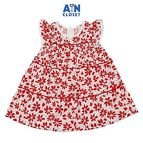 Đầm bé gái hoạ tiết Hoa Bi Đỏ Cotton - AICDBGGDMGOO - AIN Closet