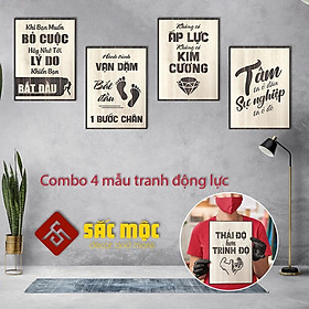 Mua Combo 4 Mẫu Tranh Động Lực Gỗ Treo Tường Slogan Tạo Động Lực Trang Trí Văn Phòng Làm Việc Công Ty