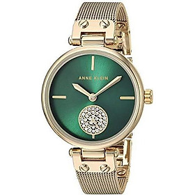 Anne Klein Women's AK/3001GPBL Swarovski Crystal Accented Gold-Tone and Blue Mesh Bracelet Watch