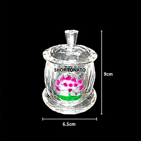 Mua CHUNG NẮP THỜ CÚNG THỦY TINH BÔNG SEN C CAO 9CM 10CM