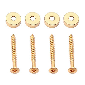 Set of 4 Iron Guitar Bass Neck Joint Ferrules Bushings with Mounting Screws Golden