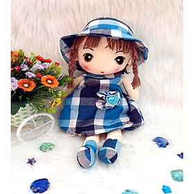 Gấu Bông Búp Bê ChiPi Đầm Caro Xanh Dương