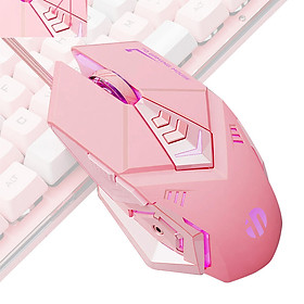 Mua Chuột chơi game có dây Inphic PW5 màu hồng/đen có thể tùy chỉnh DPI 4 tốc độ - Hàng chính hãng