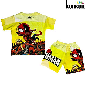 Đô bô cho be trai size đai tư 10kg-40kg, quân ao tre em thun lanh in hinh người nhện và deadpool - Size 5