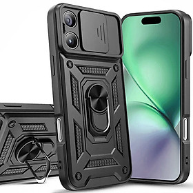 Ốp lưng điện thoại có giá đỡ gấp gọn, xoay 360 độ tích hợp, có nắp che camera dùng cho Iphone 15 ProMax - Hàng chính hãng