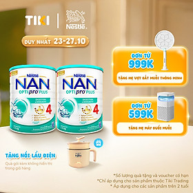 Bộ 2 lon Sữa bột NAN OPTIPRO PLUS 4 Nestle Bé 2-6 tuổi 1500g/lon Giúp tiêu hóa tốt