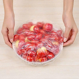 Set 100 màng bọc thực phẩm túi gấu có chun co giãn tái sử dụng, mũ chùm đầu dùng 1 lần tiện lợi