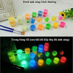 Bộ 6 màu acrylic có dạ quang  dùng vẽ tranh tường, vải, gỗ tạo nét độc đáo riêng bạn, DIY