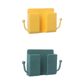 2 Pcs Wall Mount Phone Holder Adhesive Phones Home Charging Rack with Hooks