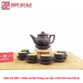 Bộ trà gốm liên hoa trơn Gốm Sứ G&T