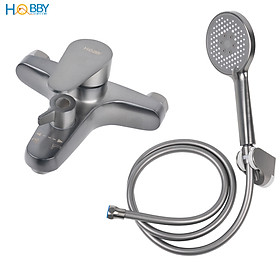 Combo củ sen tay sen nóng lạnh inox 304 sơn xám Hobby home decor CBX1