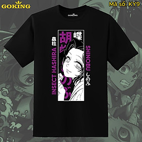 Áo thun nữ in hình Shinobu Kimetsu No Yaiba, mã KY9. Áo phông Thanh Gươm Diệt Quỷ Demon Slayer - Đen, 100% cotton - S