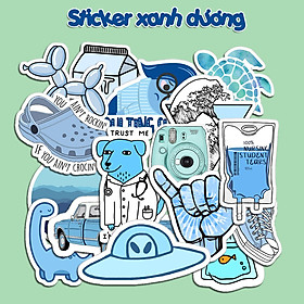 Sticker decal  tone màu xanh dương blue dán laptop , điện thoại hình dán trang trí