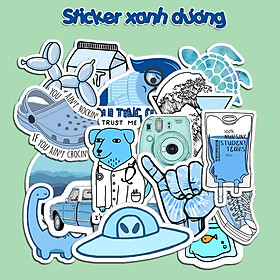 Sticker decal  tone màu xanh dương blue dán laptop , điện thoại hình dán trang trí