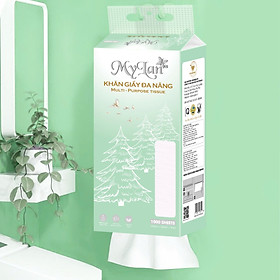 Khăn giấy cao cấp Mylan, giấy rút treo tường 1000 tờ 4 lớp bằng bột gỗ nguyên sinh