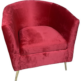 Ghế sofa đơn Juno Sofa vải nhung màu đỏ chân sắt mạ vàng 