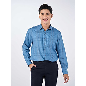 OWEN - Áo sơ mi dài tay Owen regular fit chất sợi tre kẻ ca rô xanh 220910