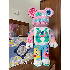 Đồ chơi xếp hình gấu bearbrick Monster và Boom tằng búa và đèn LED