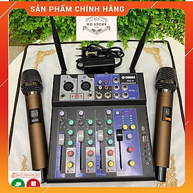 Bàn Trộn Mixer Yamaha Pro-4. Kèm 2 Tay Mic Không Dây, Có Thể Livestream, Kết Nối Loa Kéo, Loa Vi Tính. Bảo Hành 12 Tháng
