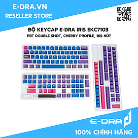 Mua Bộ Keycaps E-Dra Iris PBT Doubleshot 1.5mm - Cherry Profile - 166 nút tương thích mọi Layout (Xanh-Tím) EKC7103 - Hàng Chính Hãng