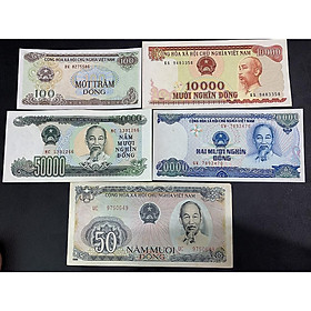 Mua  CHẤT LƯỢNG ĐẸP  Combo 5 tờ Tiền giấy cotton 50 100 10k 20k 50k đồng xưa  sưu tầm