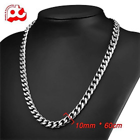 Dây chuyền nam thời trang rẻ đẹp titan lặc xéo cao cấp trangsucpt kích cỡ 10mm màu trắng PTDCNA159