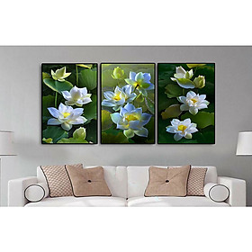 Mua Bộ tranh 3 Bức - Tranh treo tường  phòng khách- Tranh Hoa 3D Hiện Đại H60190 /Gỗ MDF cao cấp phủ kim sa/ Chống ẩm mốc  mối mọt/Bo viền góc tròn
