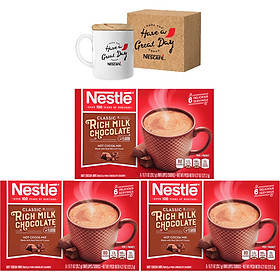 Combo 3 Bột Cacao Sữa Nestle Hot Cocoa Mix Hộp Giấy 6 x 20.2g - Tặng 1 Ly Sứ Có Nắp Gỗ Nescafé