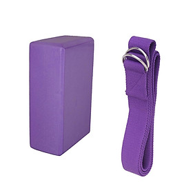 Long Yoga  Training Belt + Block Brick Foam For Fitness Pilate