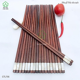 Mua Đũa Xuất Hàn Gỗ Trắc Siêu Sạch Ốp Xà Cừ 2 Cạnh HAHANCO  CTL706  Bộ 10 Đôi