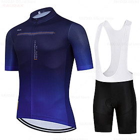 Đàn ông quần áo 2023 Mùa hè Raudax Cycling Jersey Blue Short Tay áo xe đạp Đội xe đạp Quick Dress Quần áo 19D Gel Pad Cycling Quần áo bộ quần áo Color: 1 Size: XL