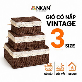 Giỏ Mây Đựng Đồ Có Nắp ANKAN, Giỏ Đựng Đồ Ăn Vặt, Phù Hợp Các Phòng Spa, Khách Sạn Và Trang Trí Trong Nhà