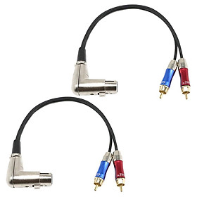 2 Pieces  1ft 90°XLR Female to 2 Dual RCA Male Stereo Splitter Plug Adapter Audio Cable for Amplifier Mixing Console Microphone Speaker Interconnect Cable