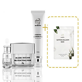 Bộ 3 sản phẩm Trắng Da Ngừa Nám KN Beauty chuyên sâu:Kem dưỡng 25g + Serum 30ml+ Sữa rửa mặt 120ml (Tặng 2 Mặt Nạ)