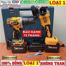 Bộ Combo 2 Trong 1 Gồm Máy Khoan Pin Và Máy Mài Pin 199V - Động Cơ Không Chổi Than Pin 15 Cell - Bảo Hành Chính Hãng