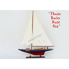 Mô hình thuyền gỗ phong thủy Endeavour Xanh - Đỏ