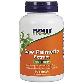 Viên Uống Hỗ Trợ Sức Khỏe Nam Giới Now Saw Palmetto Extract (Cây Cọ Lùn) & Dầu Hạt Bí Đỏ (90 Viên Nang Mềm)