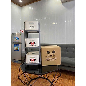 Kệ Nhựa Để Đồ 3 Tầng Mickey Có Bánh Xe Đa Năng Tiện Lợi Và Thông Minh