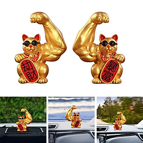 1Pair Big Arm Lucky Cat Good Wealth Fortune Statue Home Bedroom Shop Decor