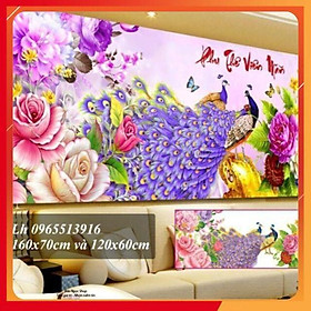 Hot Sale Tranh đính đá chim công tuyệt đẹp 120x60cm  hàng sẵn